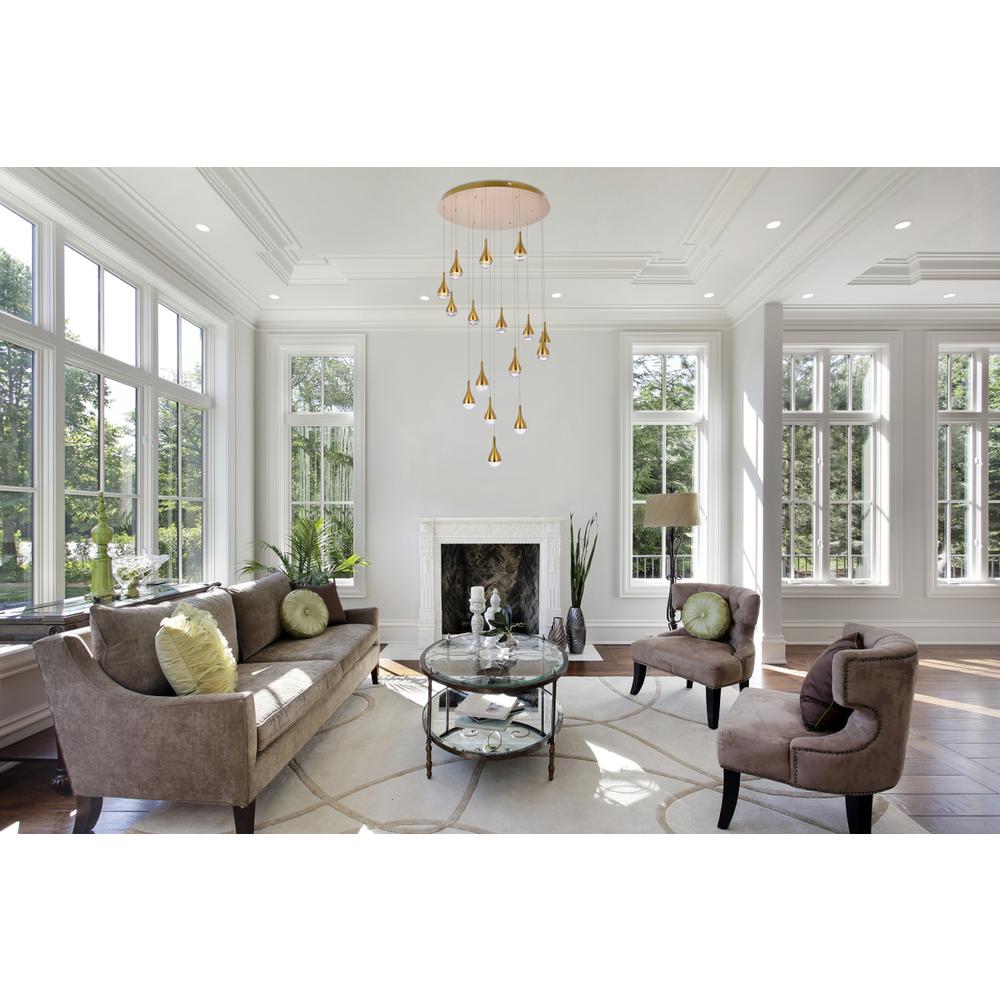 Amherst 36 inch LED chandelier in satin gold. Picture 7