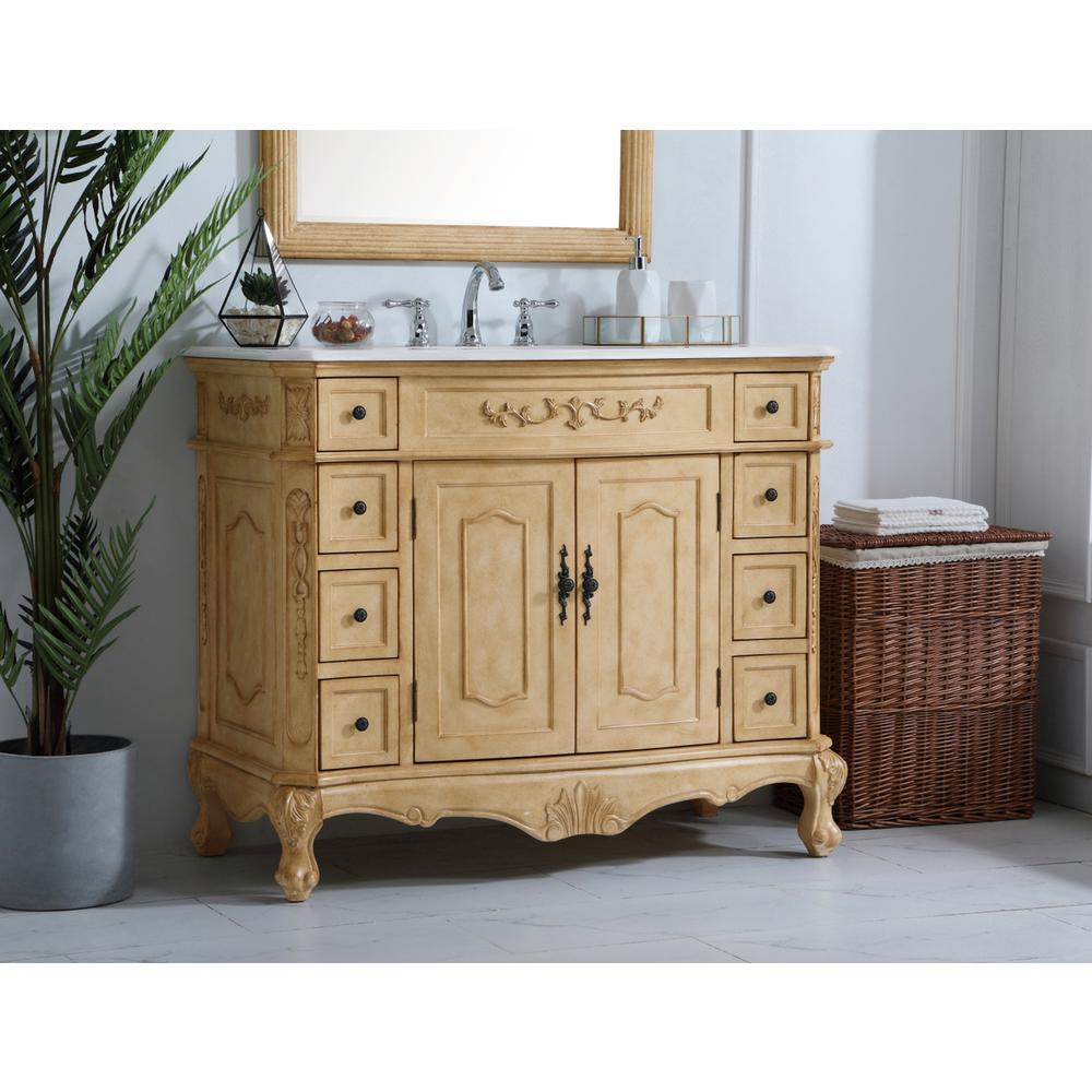 42 inch Single Bathroom vanity in Light Antique Beige. Picture 2