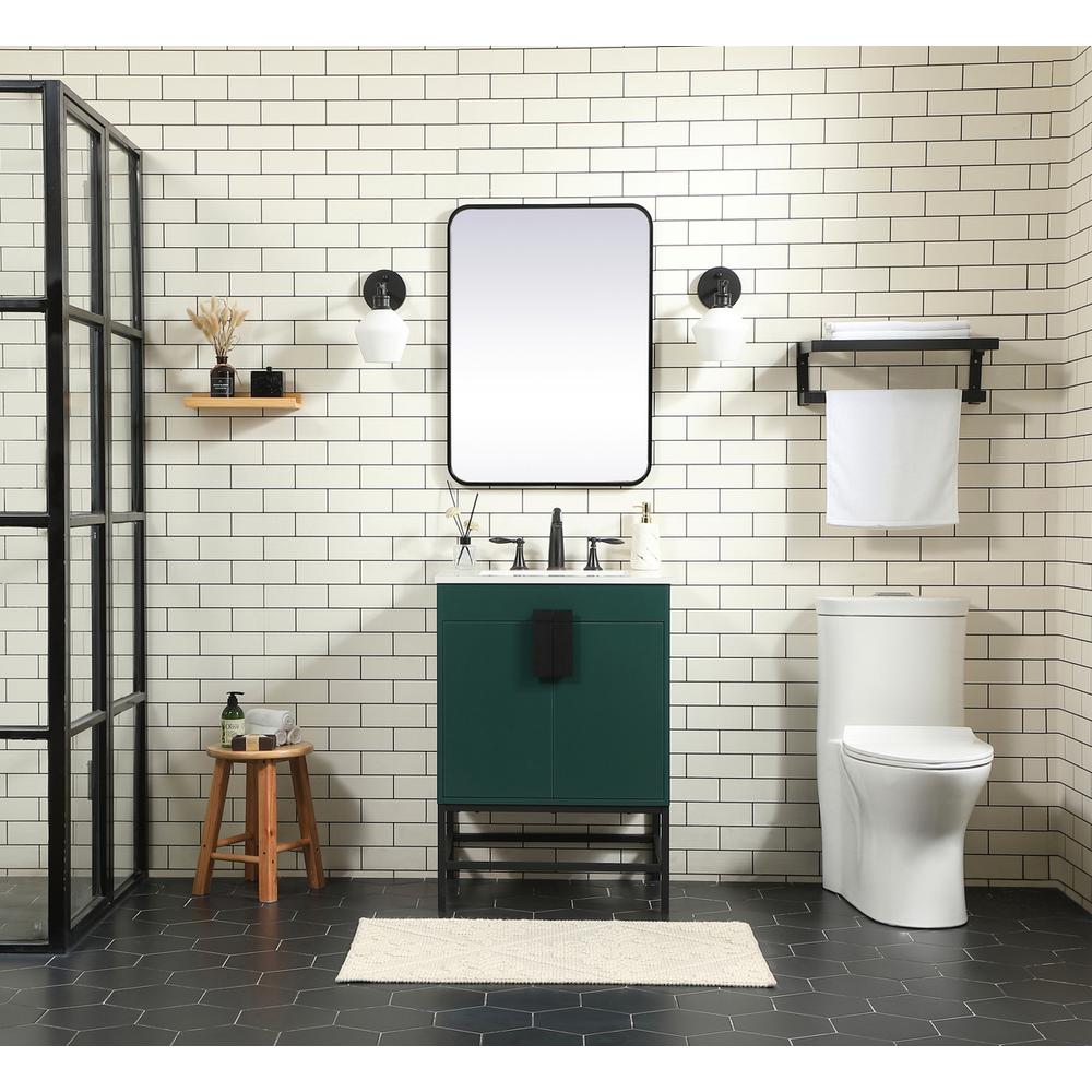 24 inch Single bathroom vanity in green. Picture 4