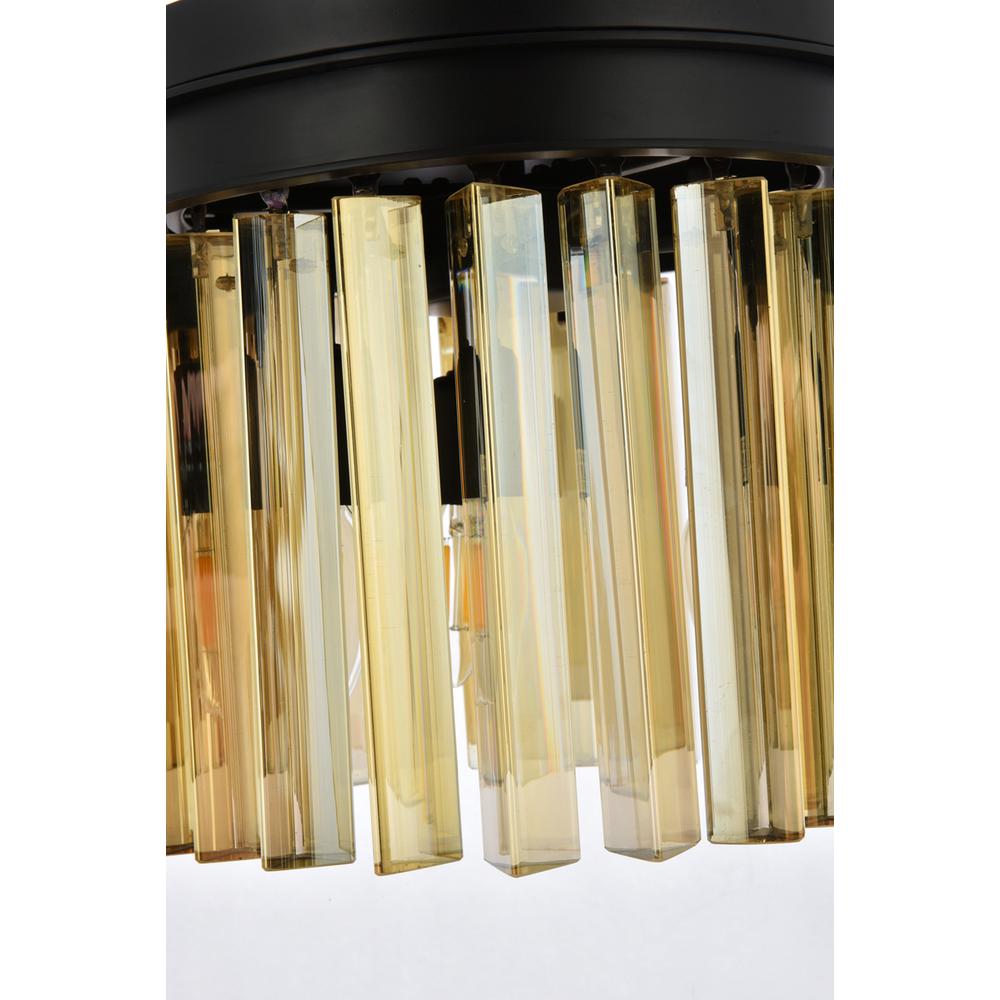 Sydney 3 light Matte Black Flush Mount Golden Teak (Smoky) Royal Cut Crystal. Picture 5