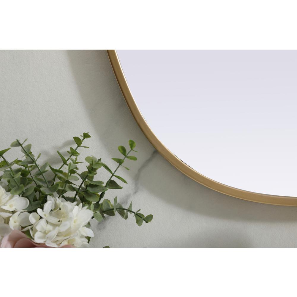Metal Frame Oval Mirror 20x30 Inch in Brass. Picture 5