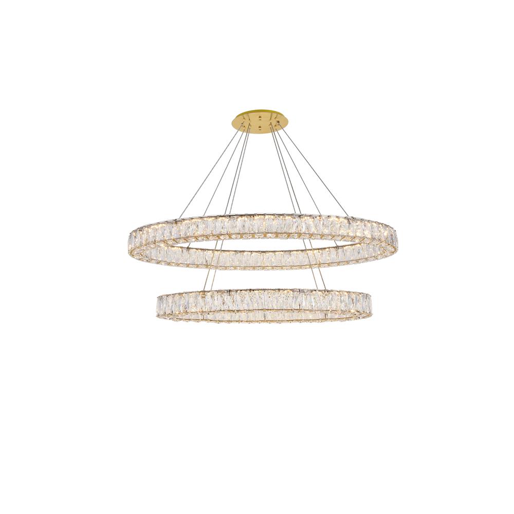 Monroe Integrated LED light Gold Chandelier Clear Royal Cut Crystal. Picture 1