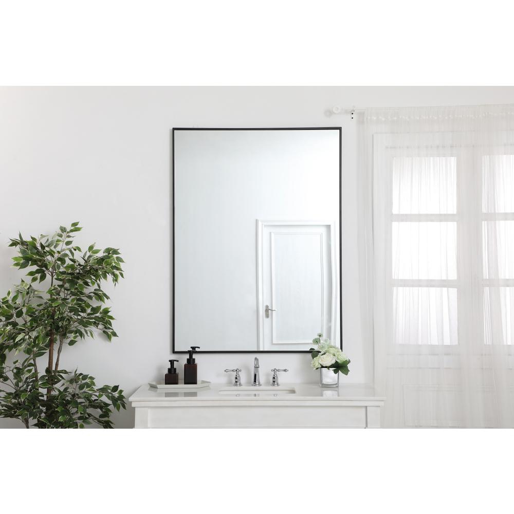 Metal frame rectangle mirror 36 inch in Black. Picture 12