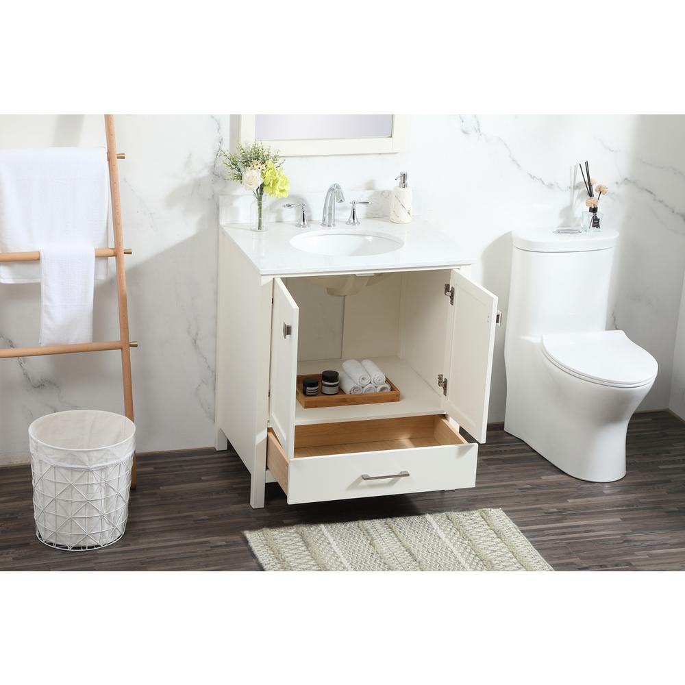 30 inch Single bathroom vanity in white with backsplash. Picture 3