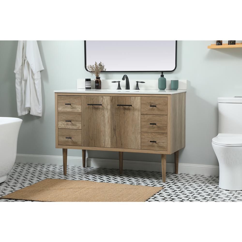 48 inch Single bathroom vanity in natural oak with backsplash. Picture 2