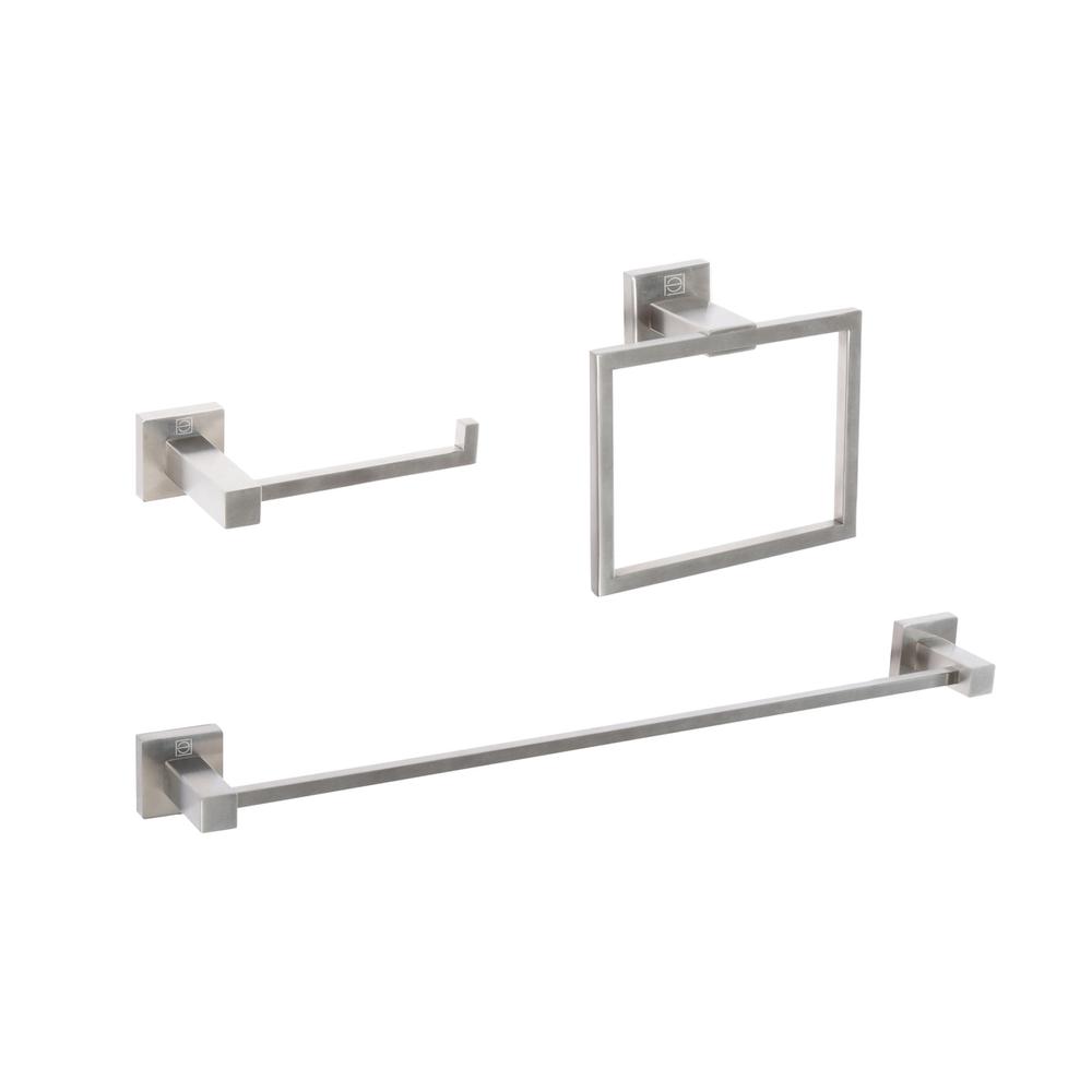 Isla 3-Piece Bathroom Hardware Set in Brushed Nickel. Picture 1