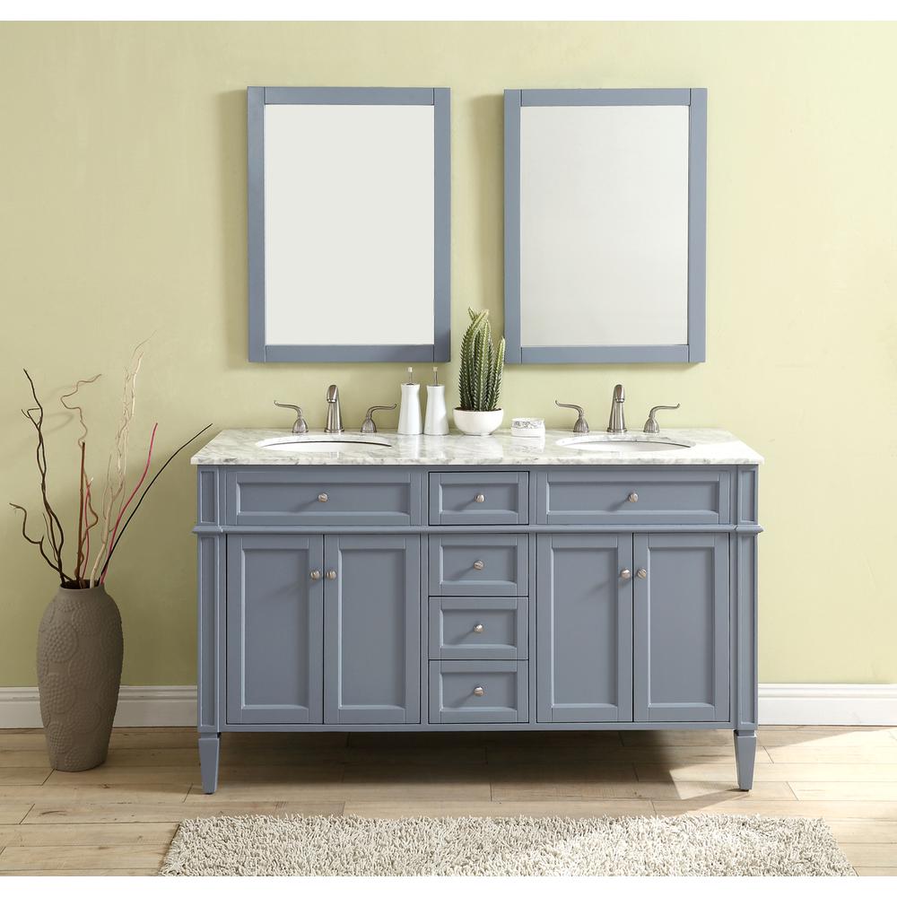 60 In. Double Bathroom Vanity Set In Grey. Picture 10