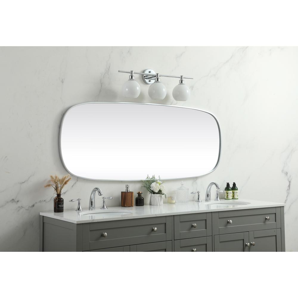 Metal Frame Oval Mirror 24x60 Inch in Silver. Picture 4