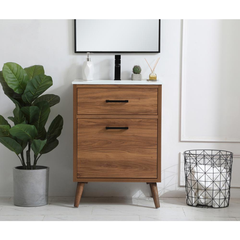24 inch bathroom vanity in walnut brown. Picture 14