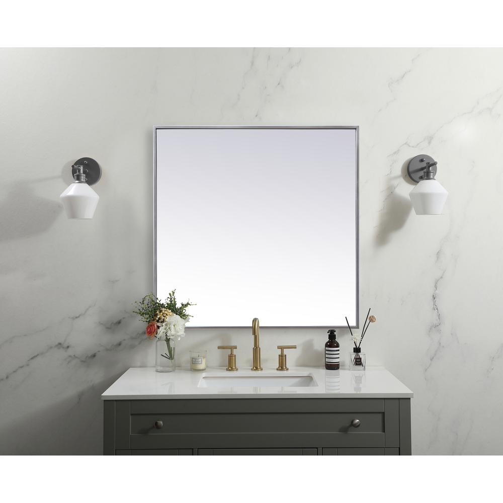 Metal Frame Square Mirror 30 inch in Silver. Picture 9