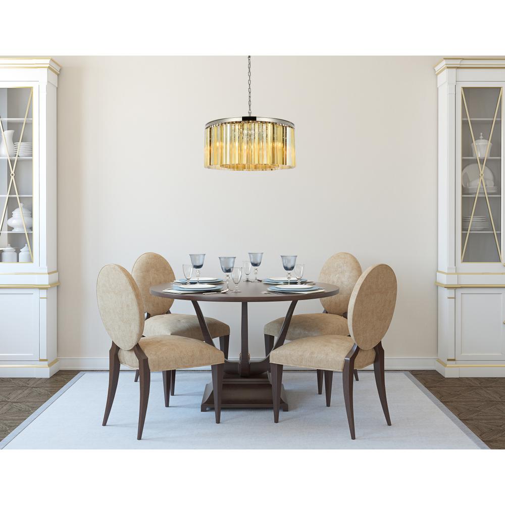 Sydney 8 light polished nickel Chandelier Golden Teak (Smoky) Royal Cut Crystal. Picture 7