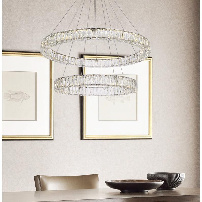 Monroe 36 inch LED double ring chandelier in chrome. Picture 8