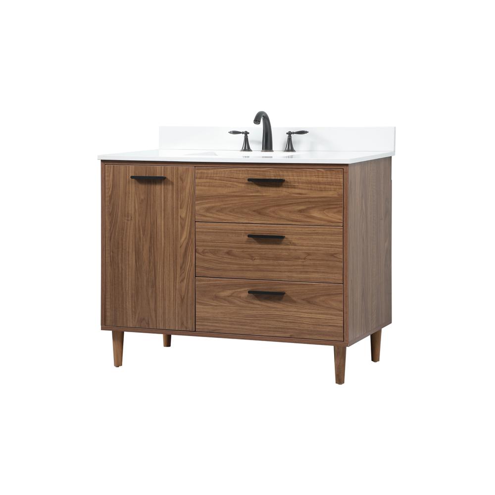 42 inch Single bathroom vanity in walnut brown with backsplash. Picture 7