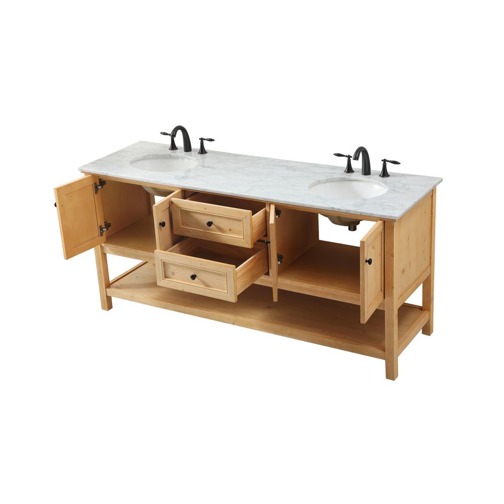 72 inch double bathroom vanity in natural wood. Picture 9