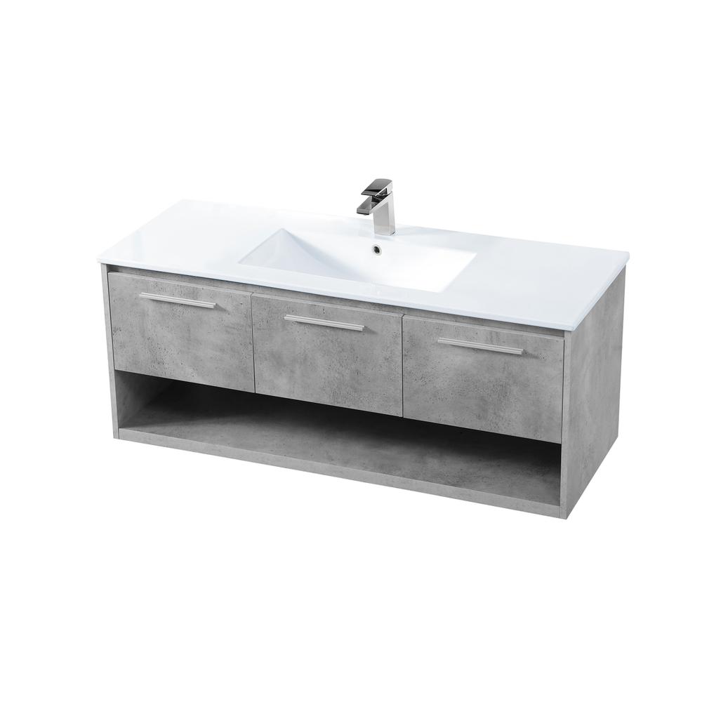 48 inch  Single Bathroom Floating Vanity in Concrete Grey. Picture 7