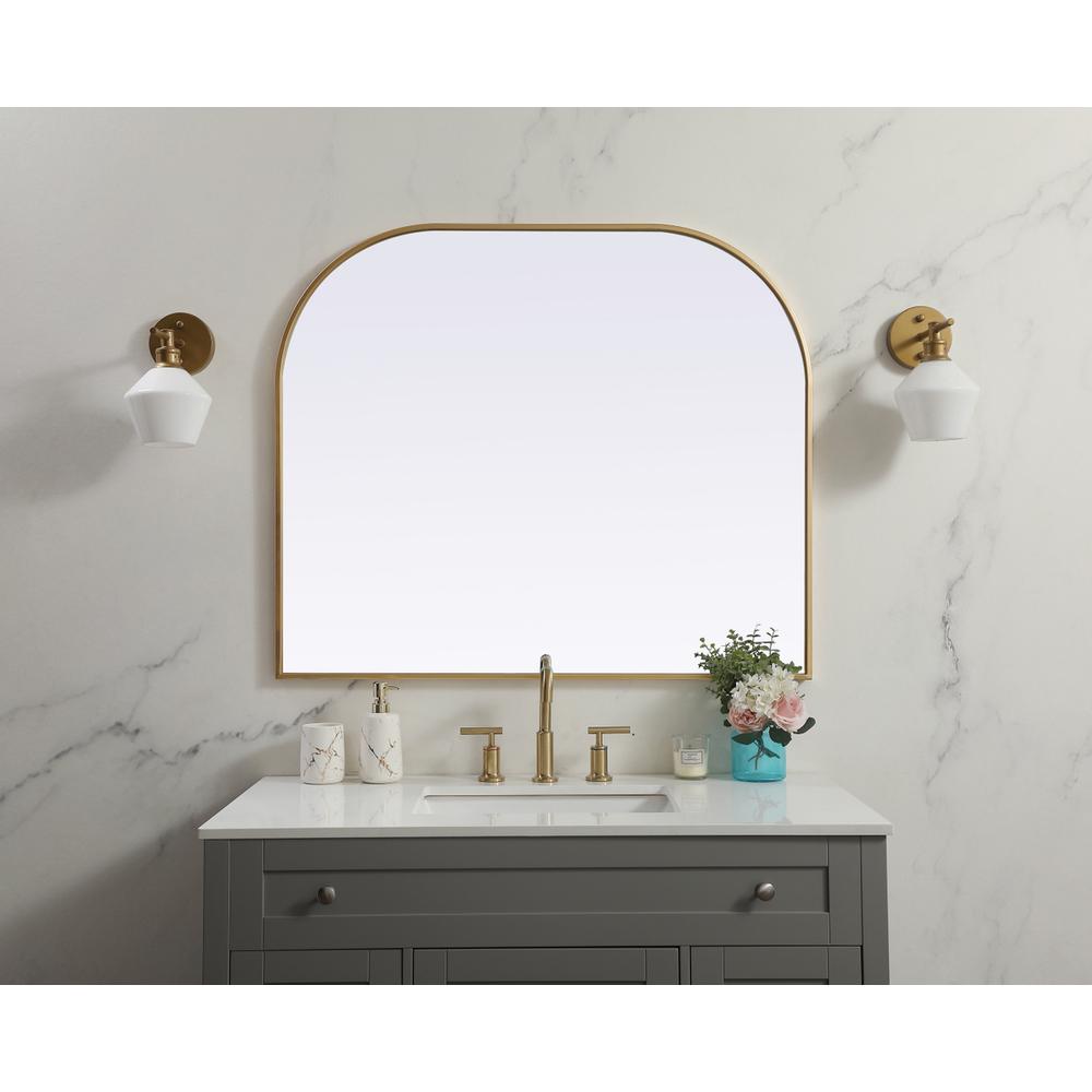 Metal Frame Arch Mirror 40x34 Inch in Brass. Picture 9