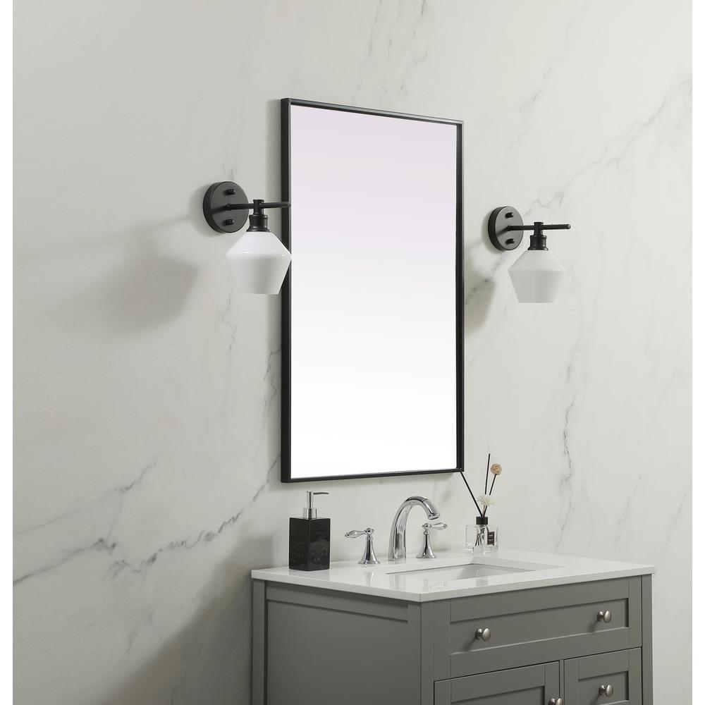 Metal Frame Rectangle Mirror 24x36 Inch in Black. Picture 2