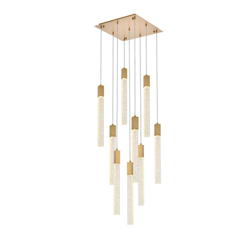 Weston 9 lights pendant in satin gold. Picture 1