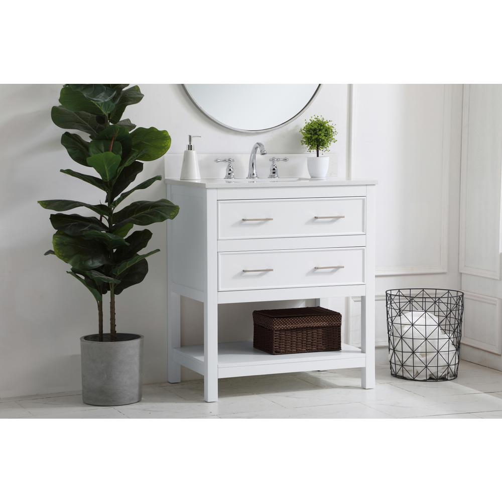 30 inch Single Bathroom Vanity in White with Backsplash. Picture 2