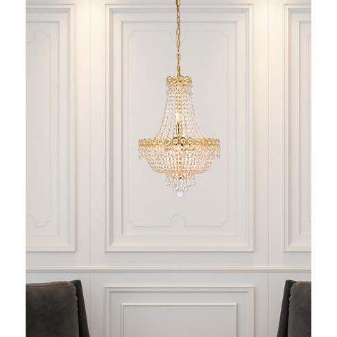 Century 8 light Gold Pendant Clear Royal Cut Crystal. Picture 7