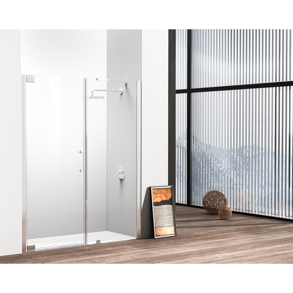 Semi-frameless hinged shower door 60 x 72 Polished Chrome. Picture 11