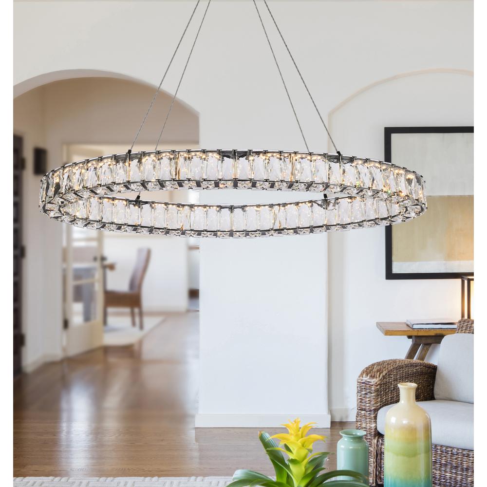 Monroe 36 inch LED oval Single pendant in black. Picture 8