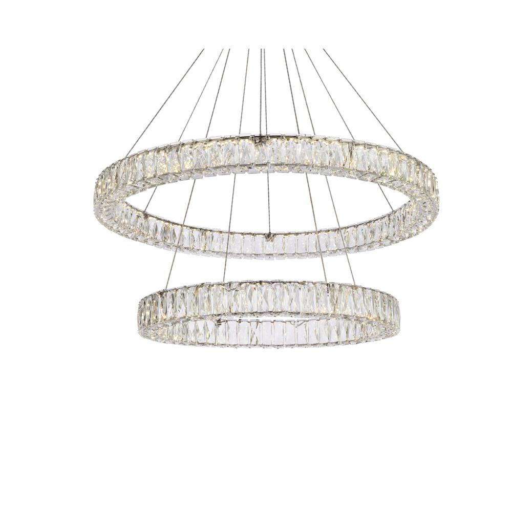 Monroe 36 inch LED double ring chandelier in chrome. Picture 2