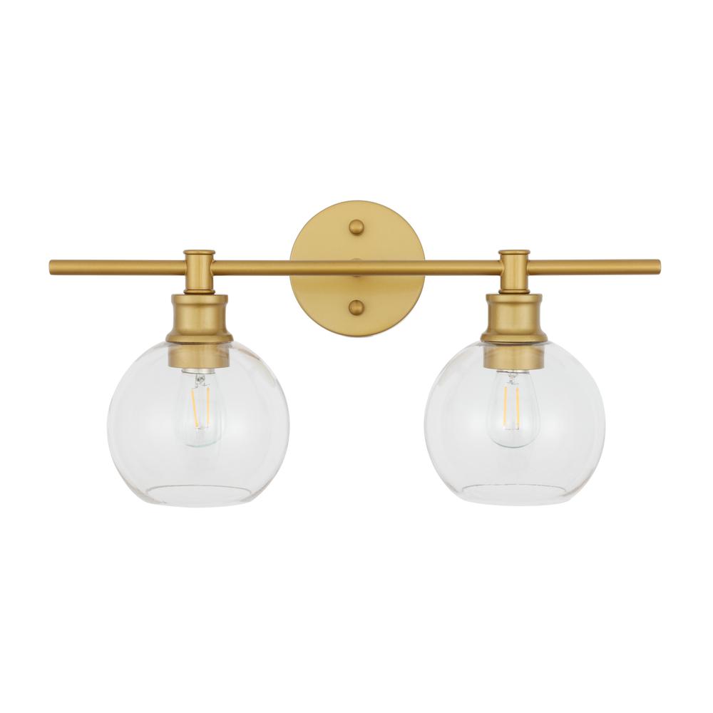 Collier 2 light Brass and Clear glass Wall sconce. Picture 10