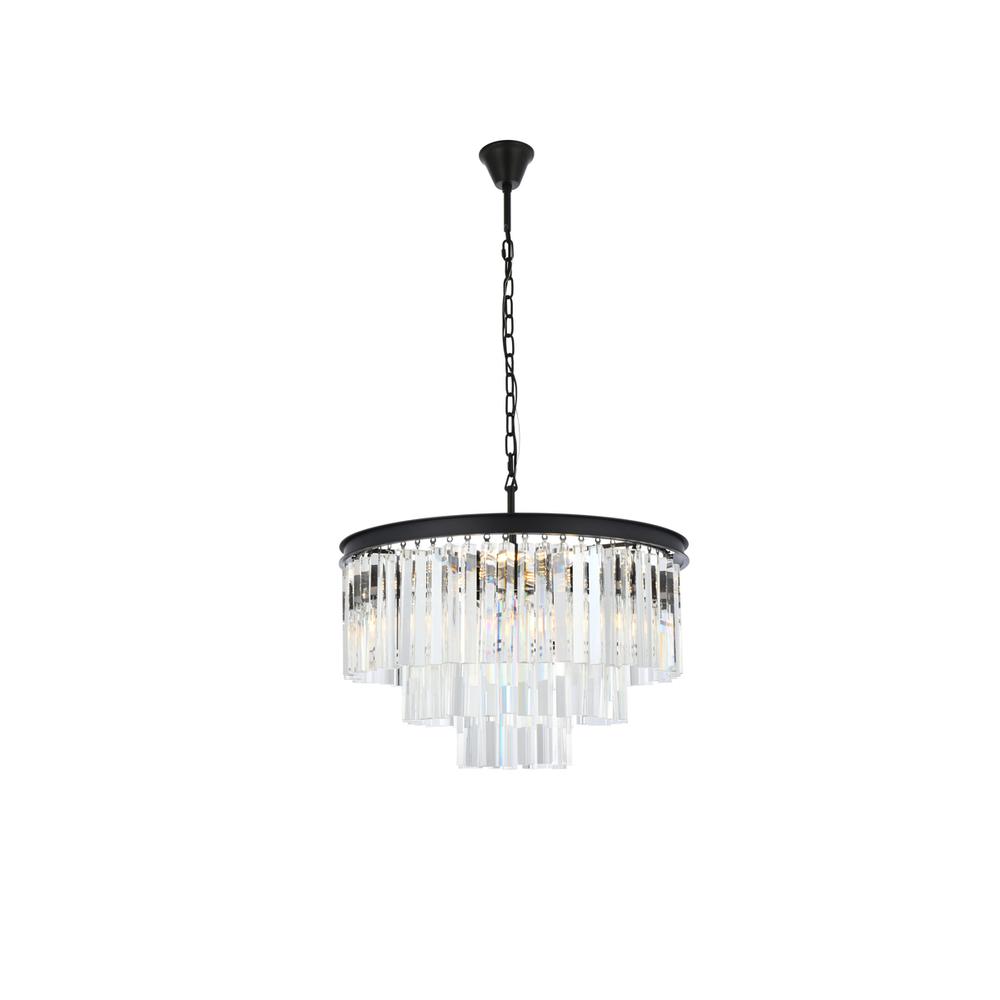 Sydney 9 light Matte Black Chandelier Clear Royal Cut Crystal. Picture 1