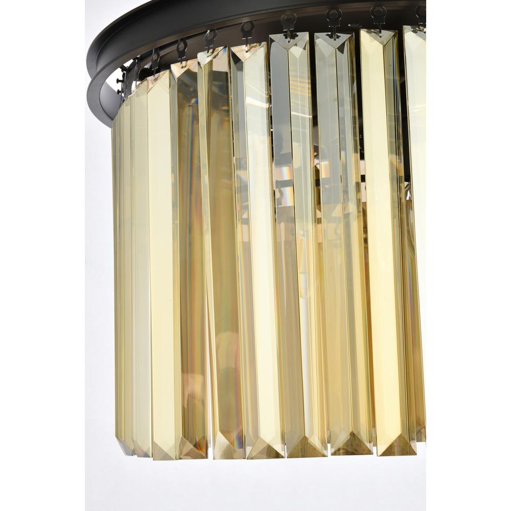 Sydney 6 light Matte Black Flush Mount Golden Teak (Smoky) Royal Cut Crystal. Picture 5