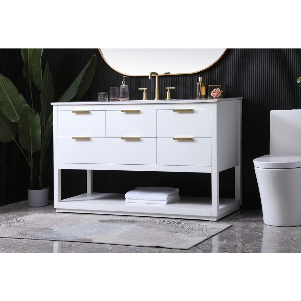 54 Inch SIngle Bathroom Vanity In White. Picture 2