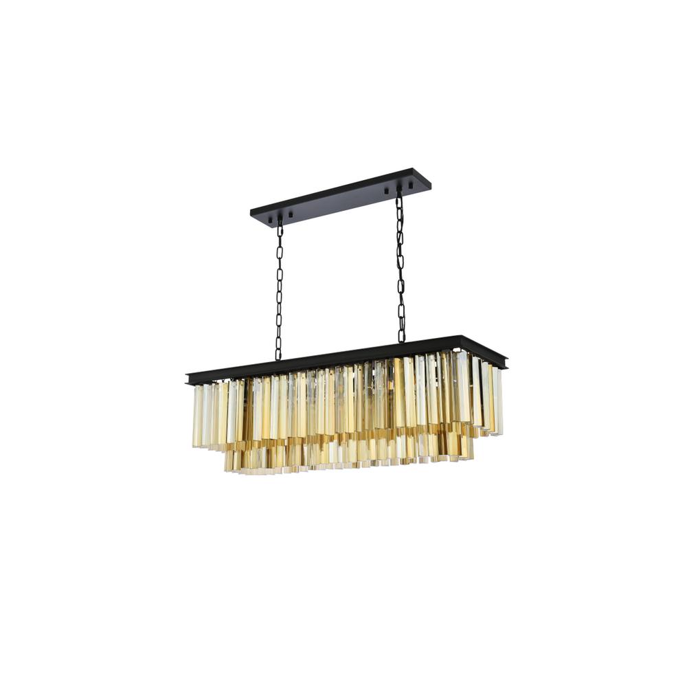 Sydney 12 light Matte Black Chandelier Golden Teak (Smoky) Royal Cut Crystal. Picture 6