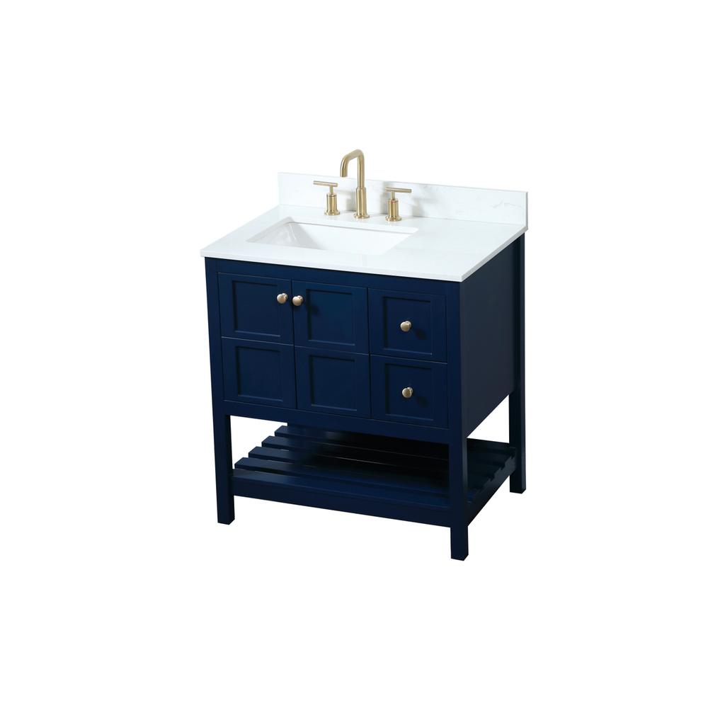 32 inch Single bathroom vanity in blue with backsplash. Picture 8