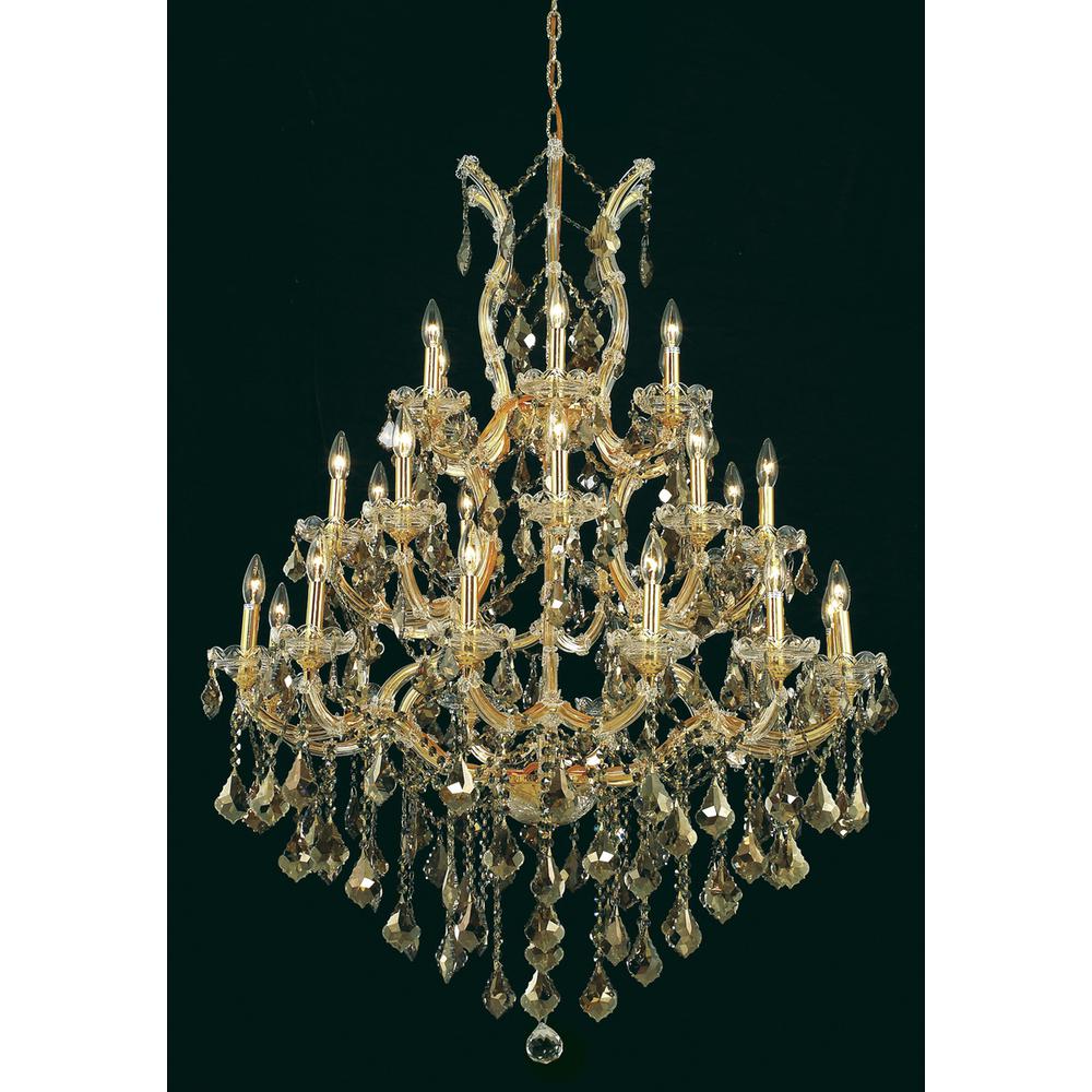 Maria Theresa 28 light Gold Chandelier Golden Teak (Smoky) Royal Cut Crystal. Picture 1