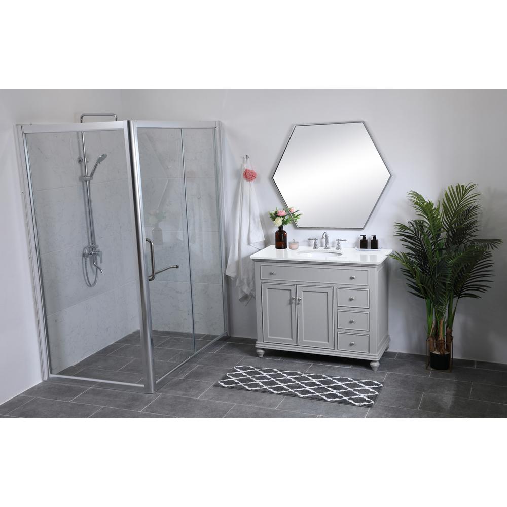42 inch Single Bathroom vanity in light grey with ivory white engineered marble. Picture 10