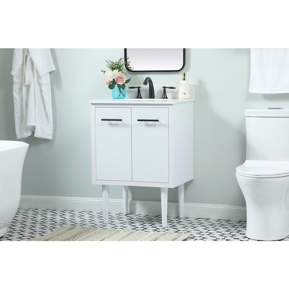 24 inch Single bathroom vanity in white with backsplash. Picture 2