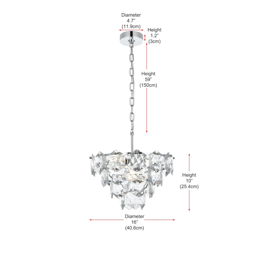 Adaline 16 Inch Chandelier In Chrome. Picture 8