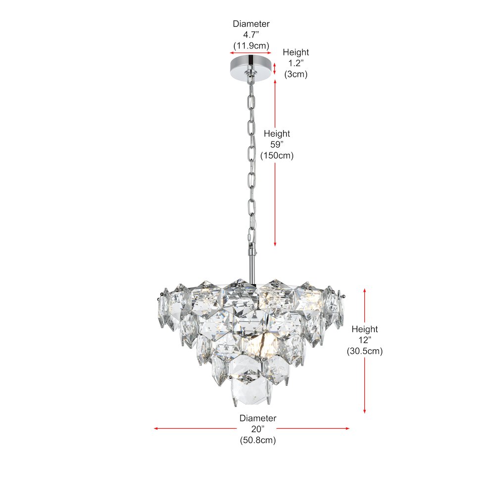 Adaline 20 Inch Chandelier In Chrome. Picture 8