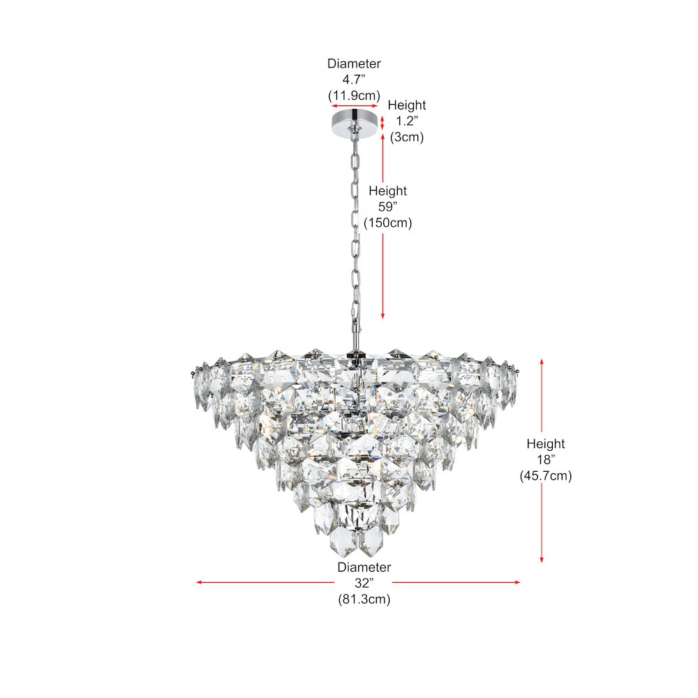 Adaline 32 Inch Chandelier In Chrome. Picture 8
