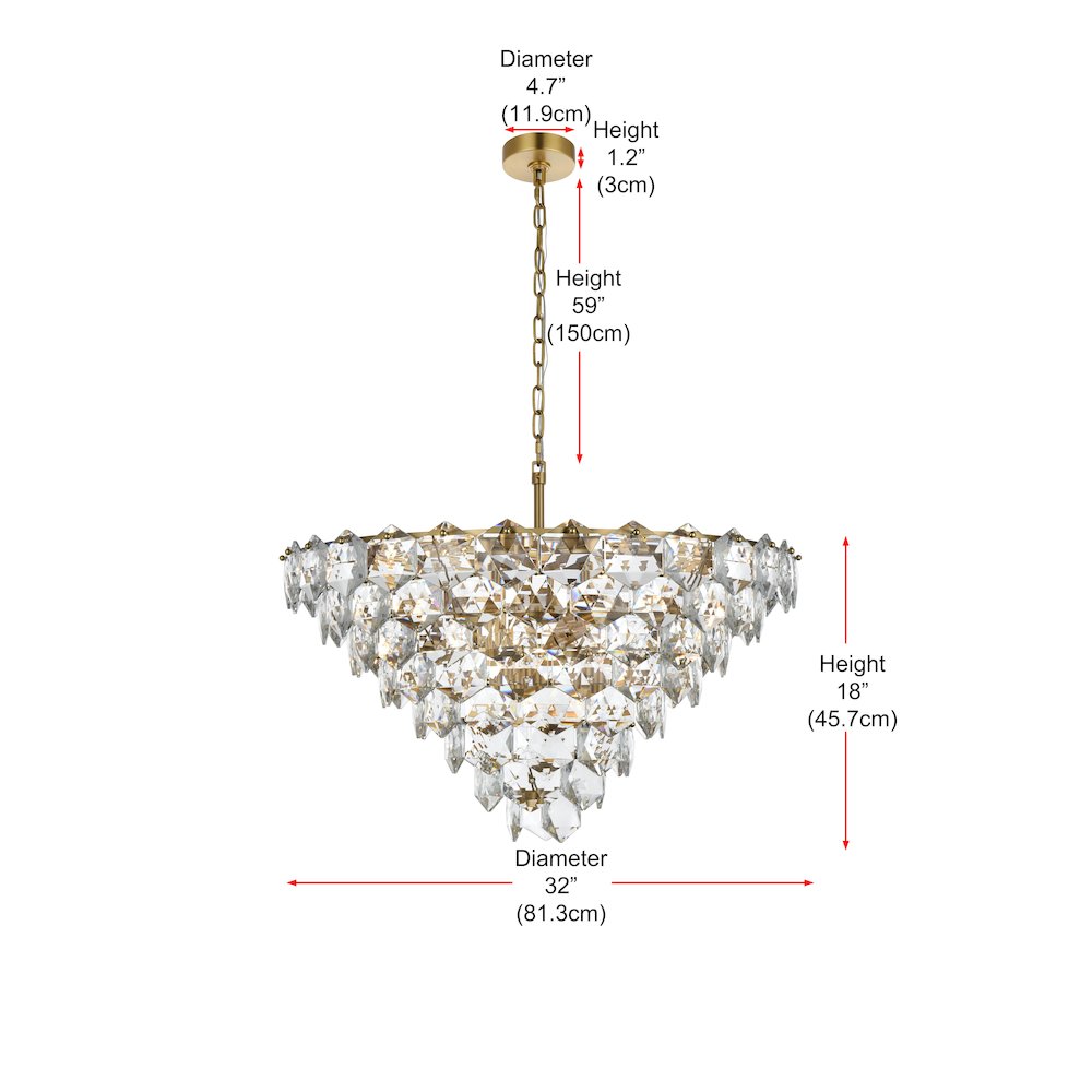 Adaline 32 Inch Chandelier In Satin Gold. Picture 8