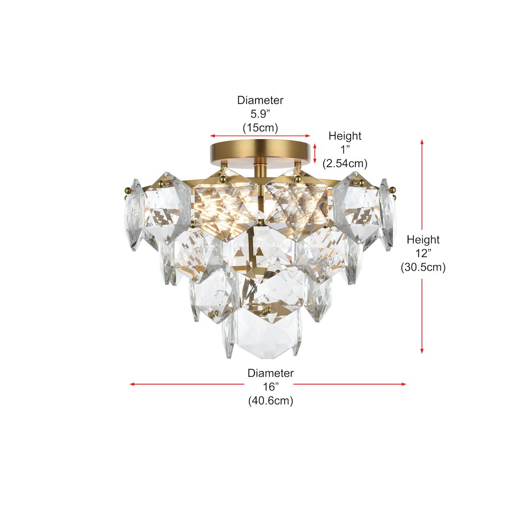 Adaline 16 Inch Flush Mount In Satin Gold. Picture 8