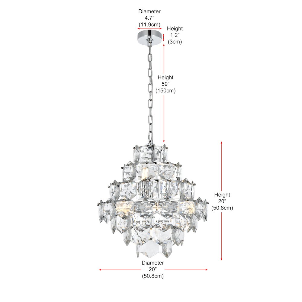 Adaline 20 Inch Chandelier In Chrome. Picture 8