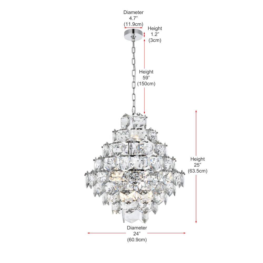Adaline 24 Inch Chandelier In Chrome. Picture 8