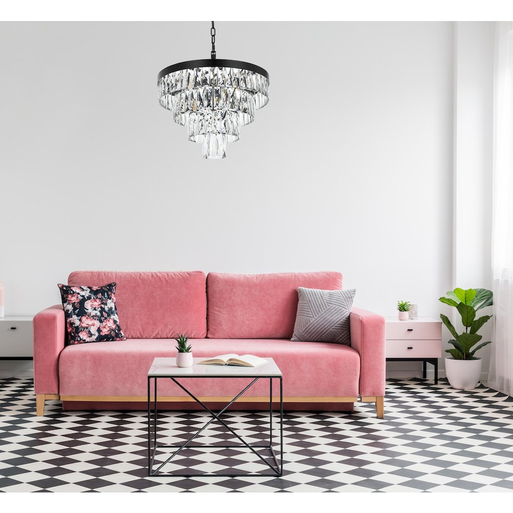 Josephine 20 Inch Round Chandelier In Black. Picture 2