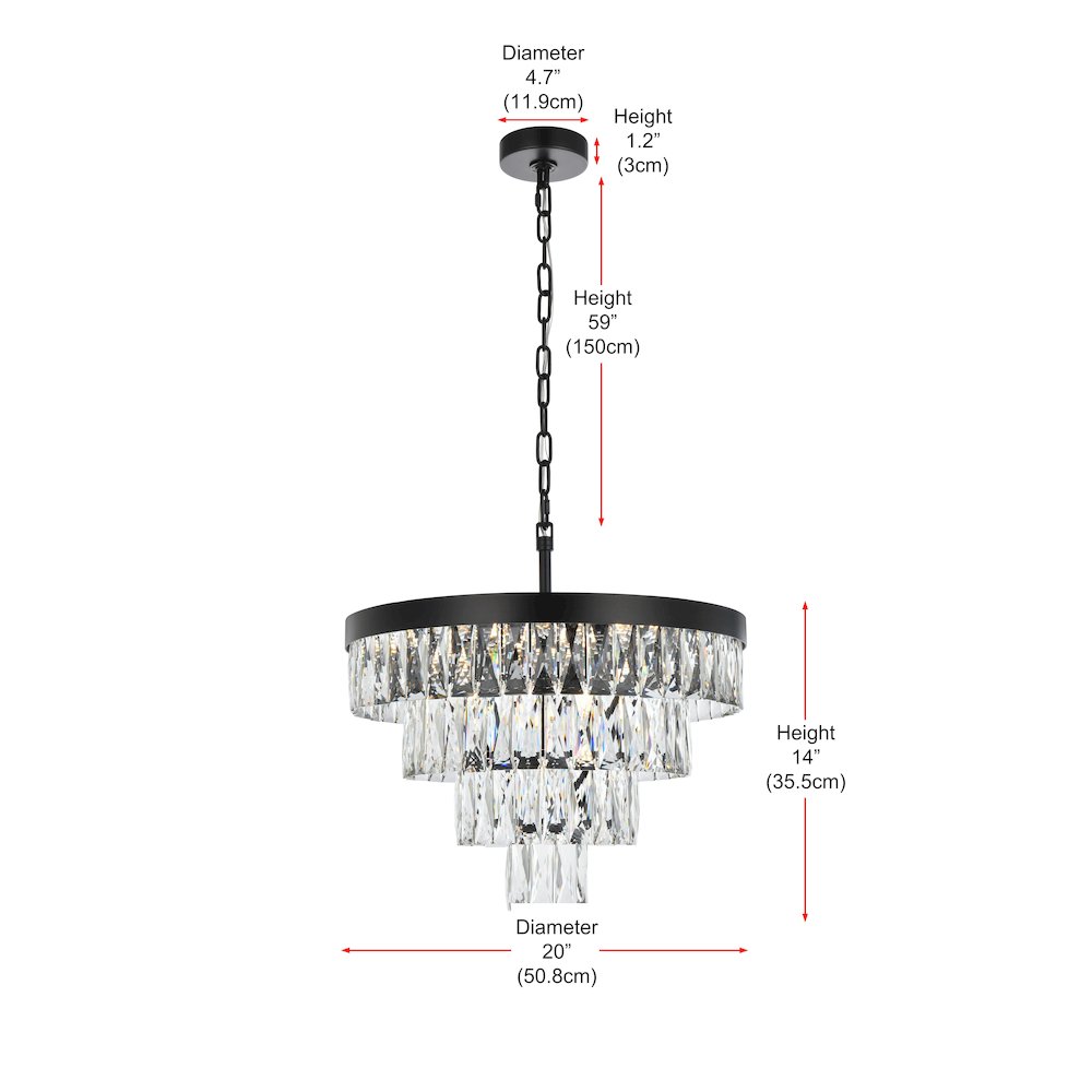 Josephine 20 Inch Round Chandelier In Black. Picture 8
