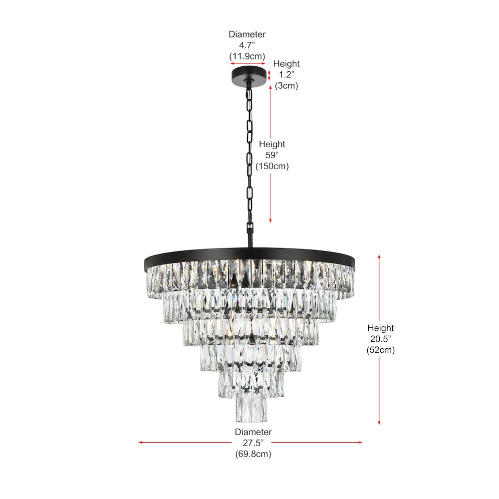 Josephine 27 Inch Round Chandelier In Black. Picture 8