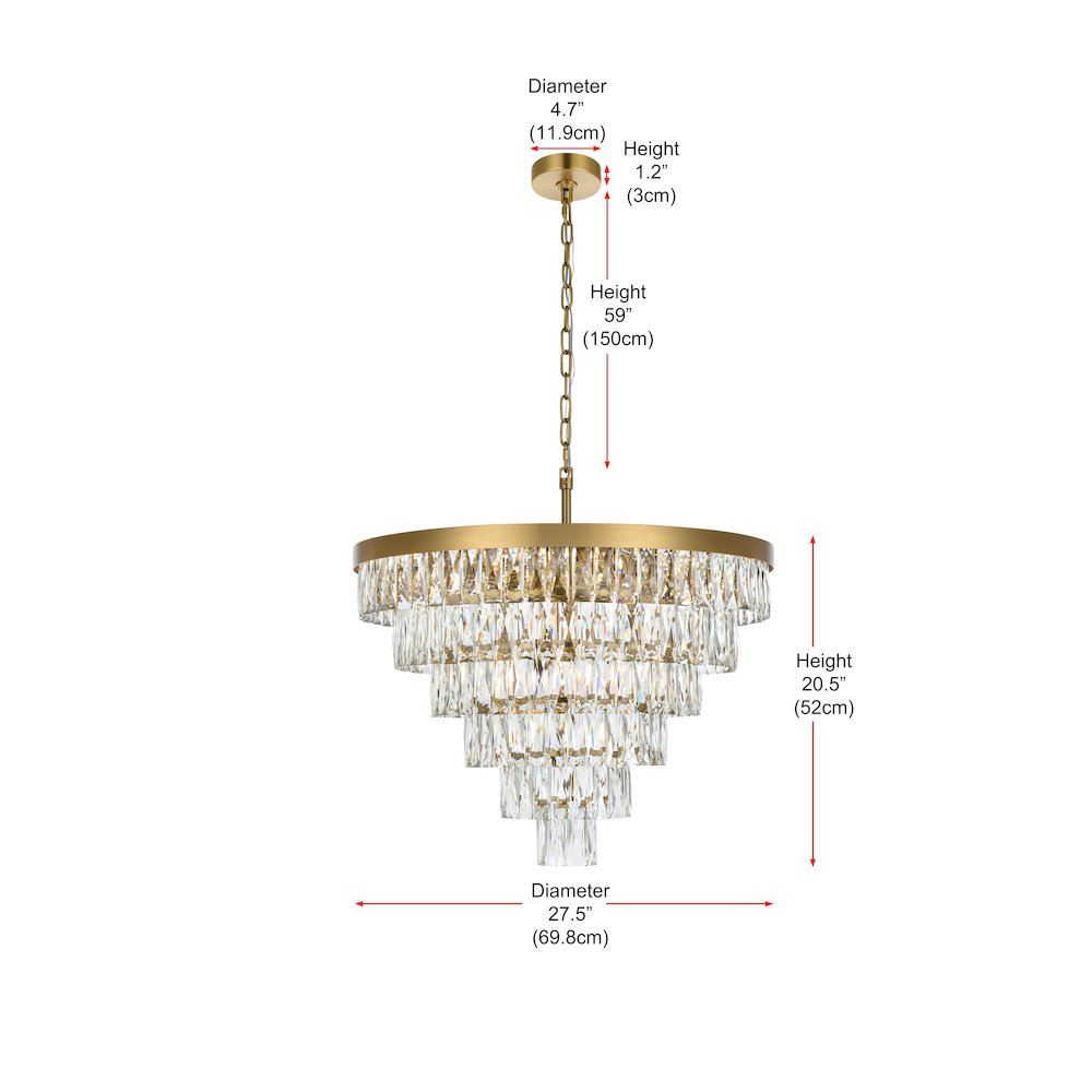 Josephine 27 Inch Round Chandelier In Satin Gold. Picture 8