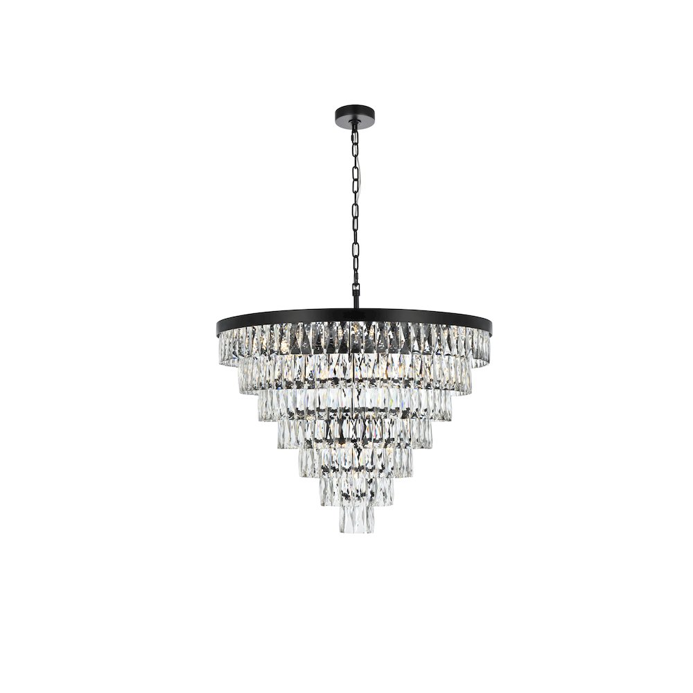 Josephine 32 Inch Round Chandelier In Black. Picture 1