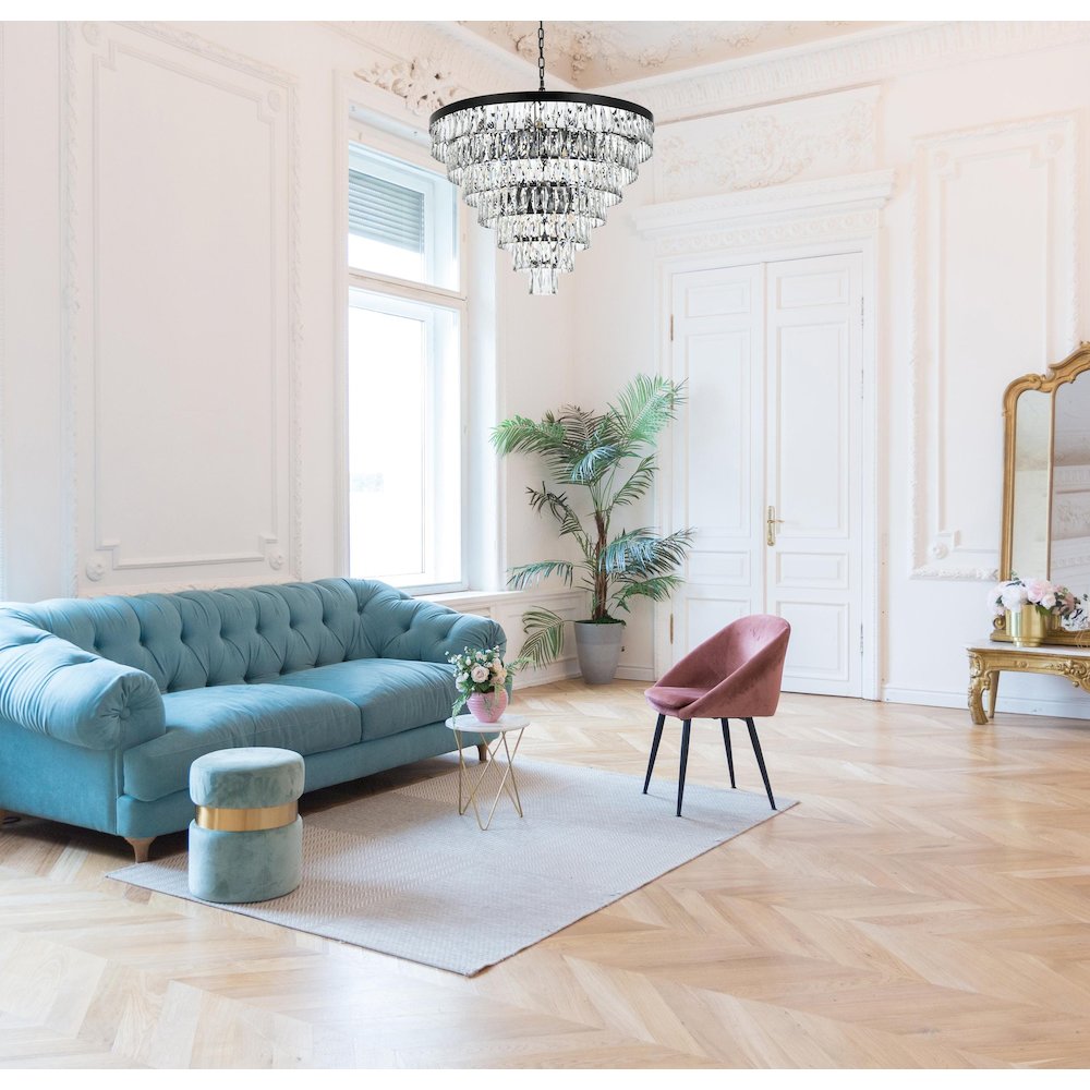 Josephine 32 Inch Round Chandelier In Black. Picture 2