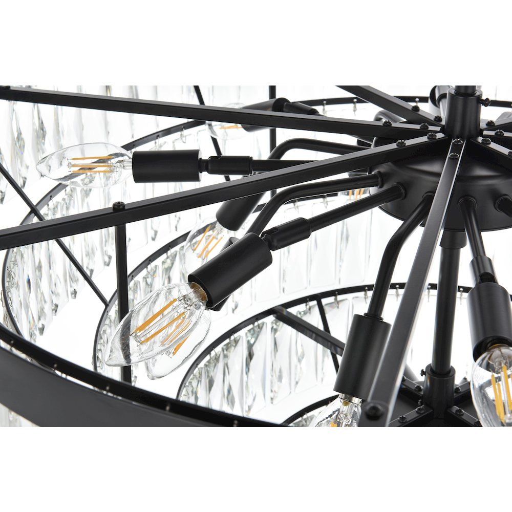 Josephine 32 Inch Round Chandelier In Black. Picture 5